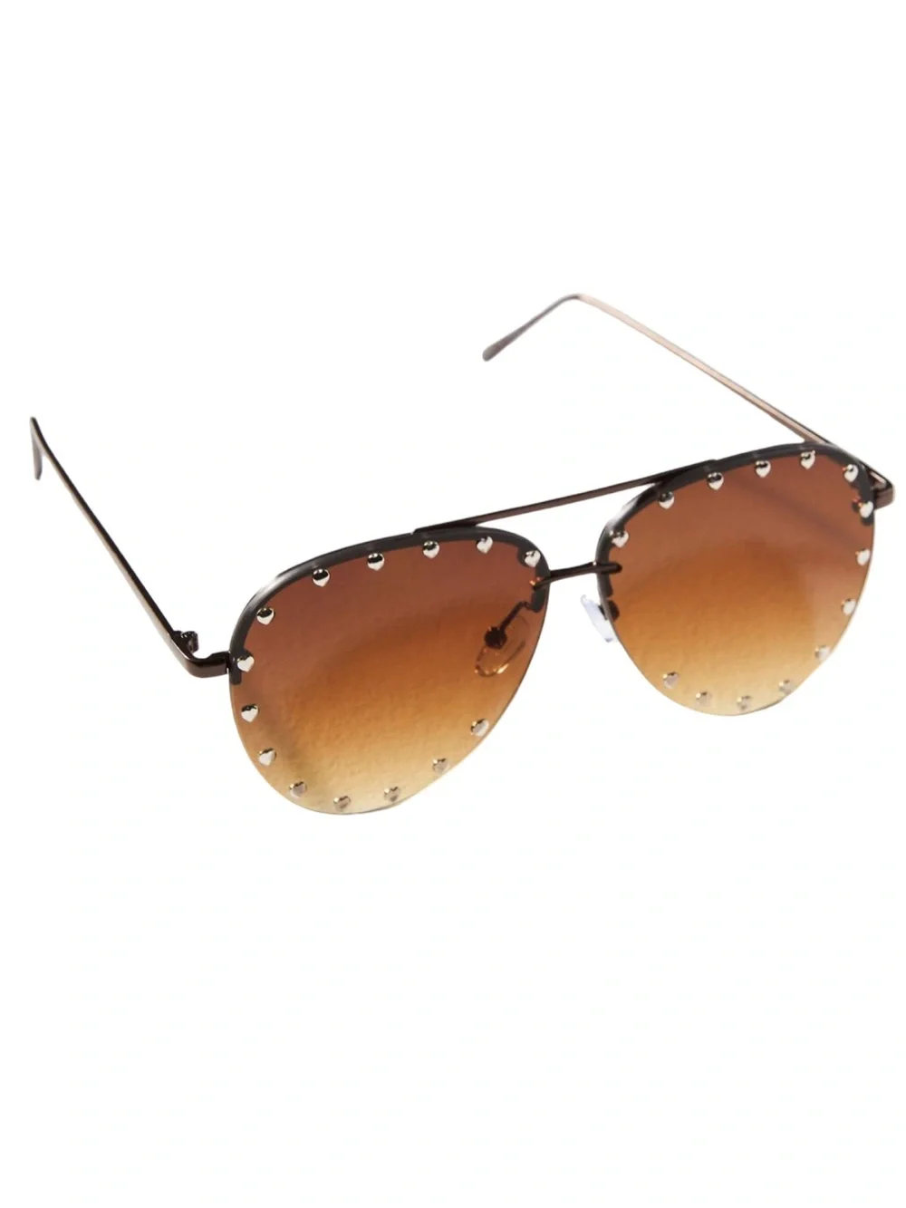 🕶️ Anthropologie I-SEA heart studded aviator Brown Sunglasses NWOT sunnies 🕶️